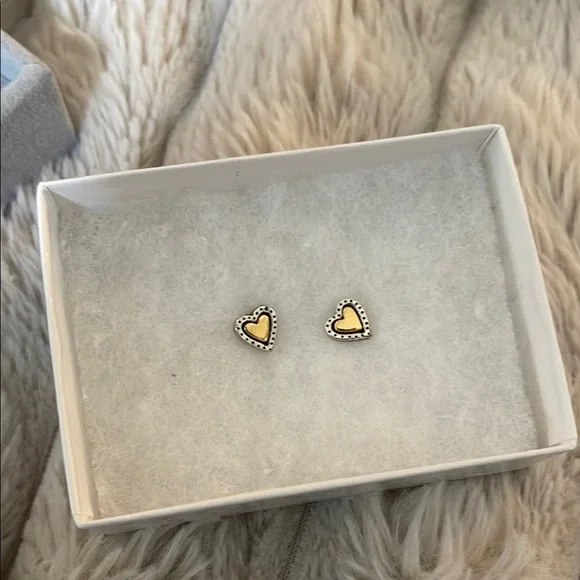 Brighton Gold and Silver Heart Earrings​ - Picture 2 of 2